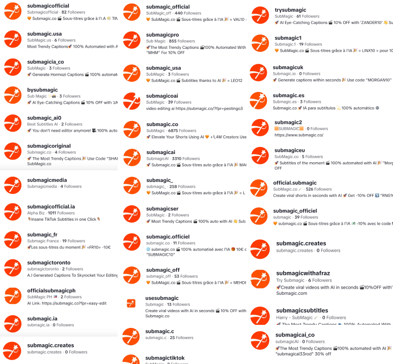 Submagic TikTok Accounts