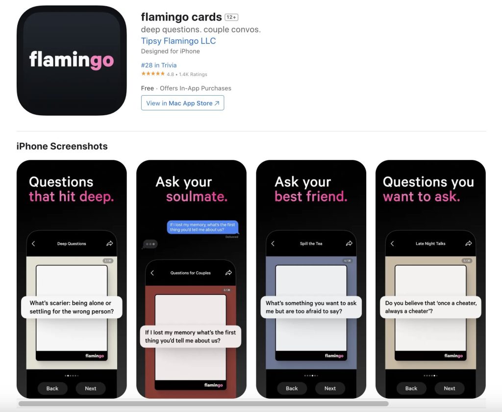 flamingo cards app store
